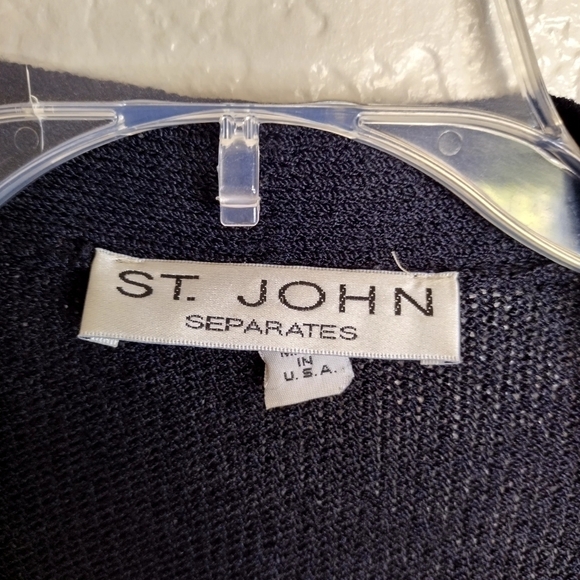 St. John separates Santana knit open black cardigan gold buttons sz S - Picture 5 of 8